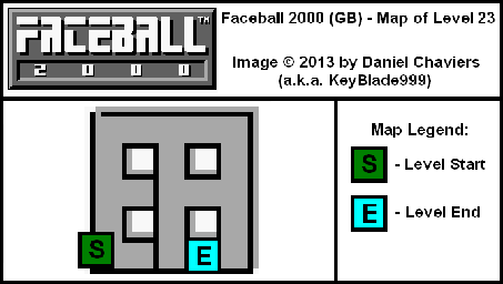 Thumbnail for a map of Level 23 (In-Game Map) for the Game Boy game Faceball 2000.
