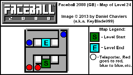 Thumbnail for a map of Level 24 (In-Game Map) for the Game Boy game Faceball 2000.
