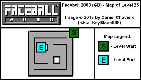Thumbnail for a map of Level 25 (In-Game Map) for the Game Boy game Faceball 2000.