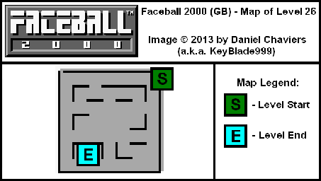 Thumbnail for a map of Level 26 (In-Game Map) for the Game Boy game Faceball 2000.