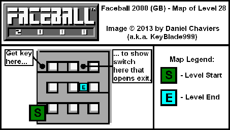 Thumbnail for a map of Level 28 (In-Game Map) for the Game Boy game Faceball 2000.