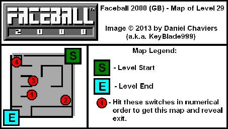 Thumbnail for a map of Level 29 (In-Game Map) for the Game Boy game Faceball 2000.