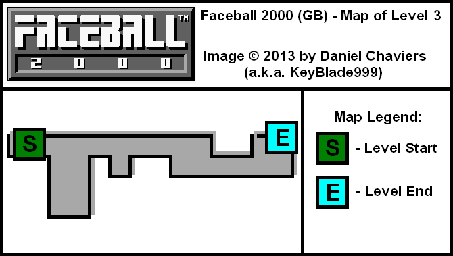 Thumbnail for a map of Level 3 (In-Game Map) for the Game Boy game Faceball 2000.