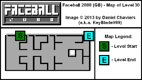 Thumbnail for a map of Level 30 (In-Game Map) for the Game Boy game Faceball 2000.