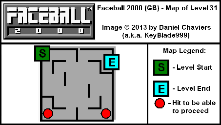 Thumbnail for a map of Level 31 (In-Game Map) for the Game Boy game Faceball 2000.