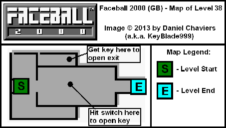 Thumbnail for a map of Level 38 (In-Game Map) for the Game Boy game Faceball 2000.
