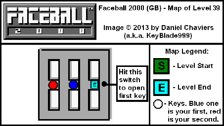 Thumbnail for a map of Level 39 (In-Game Map) for the Game Boy game Faceball 2000.