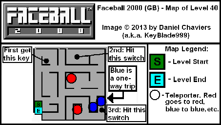 Thumbnail for a map of Level 40 (In-Game Map) for the Game Boy game Faceball 2000.