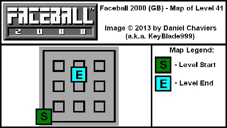 Thumbnail for a map of Level 41 (In-Game Map) for the Game Boy game Faceball 2000.