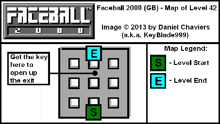 Thumbnail for a map of Level 42 (In-Game Map) for the Game Boy game Faceball 2000.