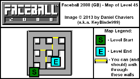 Thumbnail for a map of Level 45 (In-Game Map) for the Game Boy game Faceball 2000.