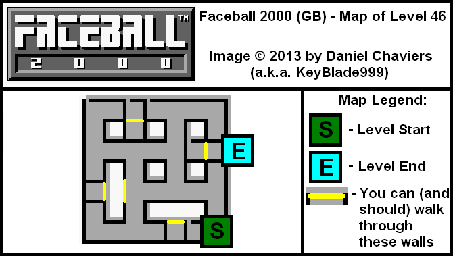 Thumbnail for a map of Level 46 (In-Game Map) for the Game Boy game Faceball 2000.