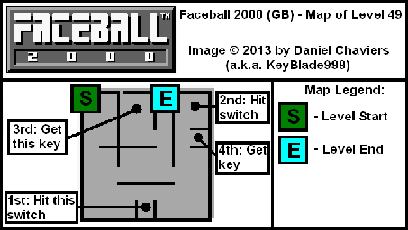 Thumbnail for a map of Level 49 (In-Game Map) for the Game Boy game Faceball 2000.