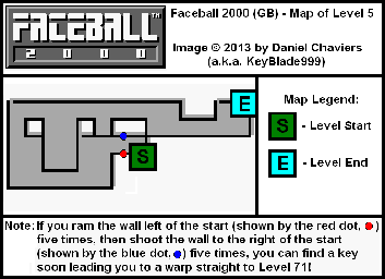 Thumbnail for a map of Level 5 (In-Game Map) for the Game Boy game Faceball 2000.
