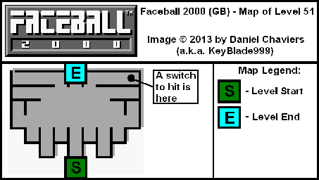 Thumbnail for a map of Level 51 (In-Game Map) for the Game Boy game Faceball 2000.
