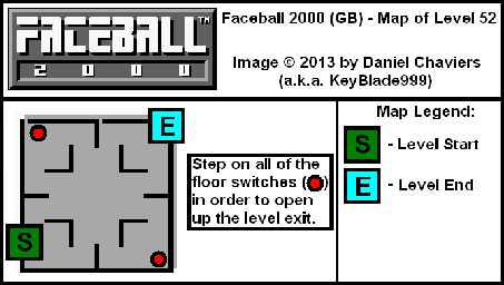 Thumbnail for a map of Level 52 (In-Game Map) for the Game Boy game Faceball 2000.