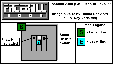 Thumbnail for a map of Level 53 (In-Game Map) for the Game Boy game Faceball 2000.