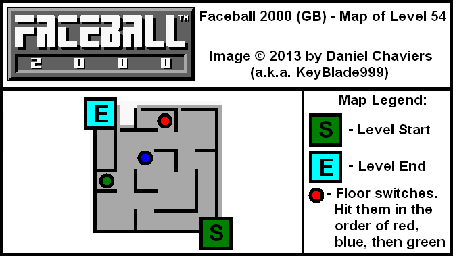 Thumbnail for a map of Level 54 (In-Game Map) for the Game Boy game Faceball 2000.