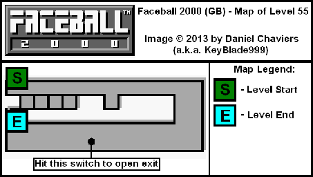Thumbnail for a map of Level 55 (In-Game Map) for the Game Boy game Faceball 2000.