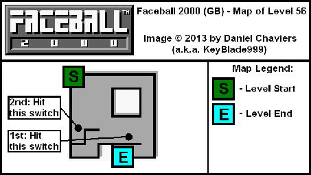 Thumbnail for a map of Level 56 (In-Game Map) for the Game Boy game Faceball 2000.