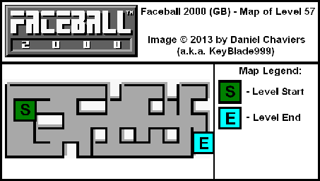 Thumbnail for a map of Level 57 (In-Game Map) for the Game Boy game Faceball 2000.