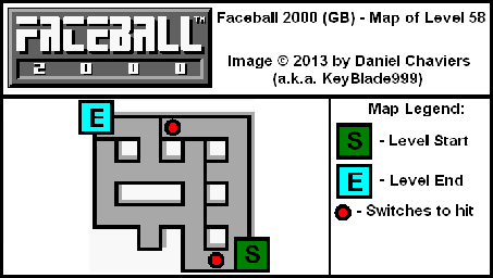 Thumbnail for a map of Level 58 (In-Game Map) for the Game Boy game Faceball 2000.
