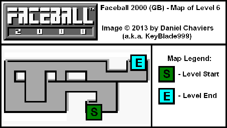 Thumbnail for a map of Level 6 (In-Game Map) for the Game Boy game Faceball 2000.