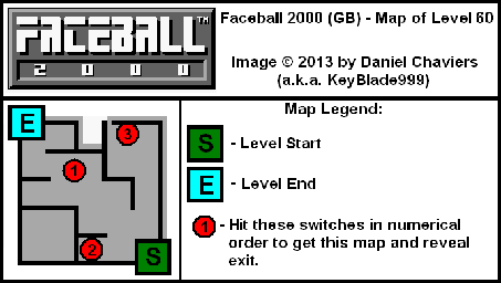 Thumbnail for a map of Level 60 (In-Game Map) for the Game Boy game Faceball 2000.