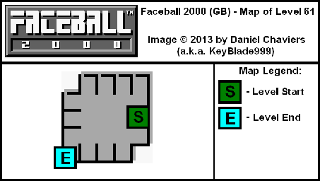 Thumbnail for a map of Level 61 (In-Game Map) for the Game Boy game Faceball 2000.