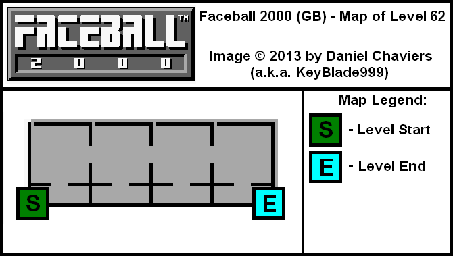 Thumbnail for a map of Level 62 (In-Game Map) for the Game Boy game Faceball 2000.