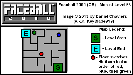 Thumbnail for a map of Level 63 (In-Game Map) for the Game Boy game Faceball 2000.