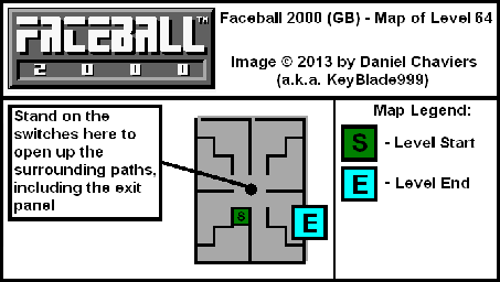 Thumbnail for a map of Level 64 (In-Game Map) for the Game Boy game Faceball 2000.