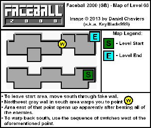 Thumbnail for a map of Level 66 (In-Game Map) for the Game Boy game Faceball 2000.