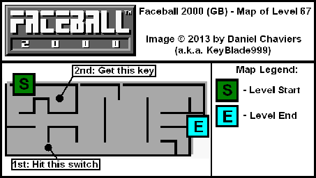 Thumbnail for a map of Level 67 (In-Game Map) for the Game Boy game Faceball 2000.