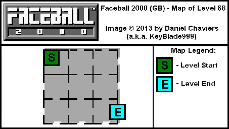 Thumbnail for a map of Level 68 (In-Game Map) for the Game Boy game Faceball 2000.