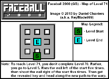 Thumbnail for a map of Level 71 (In-Game Map) for the Game Boy game Faceball 2000.