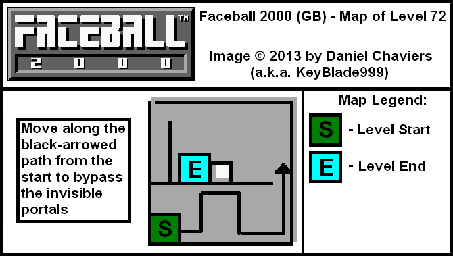 Thumbnail for a map of Level 72 (In-Game Map) for the Game Boy game Faceball 2000.