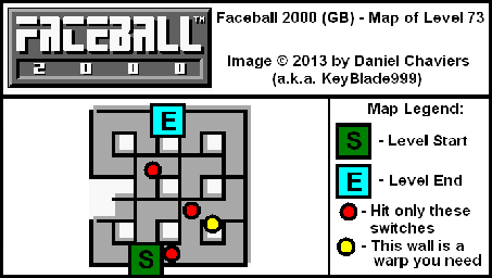 Thumbnail for a map of Level 73 (In-Game Map) for the Game Boy game Faceball 2000.