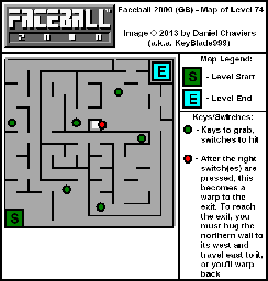 Thumbnail for a map of Level 74 (In-Game Map) for the Game Boy game Faceball 2000.