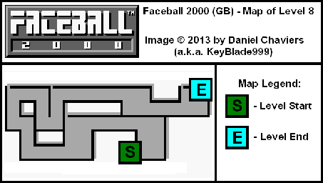 Thumbnail for a map of Level 8 (In-Game Map) for the Game Boy game Faceball 2000.