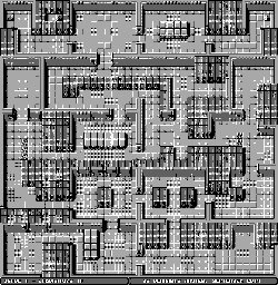 Thumbnail for a map of Stage 1: Laboratory 1F for the Game Boy game Ikari no Yousai 2.
