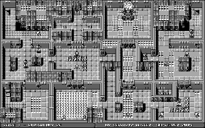 Thumbnail for a map of Stage 1: Laboratory 2F (Enemies) for the Game Boy game Ikari no Yousai 2.