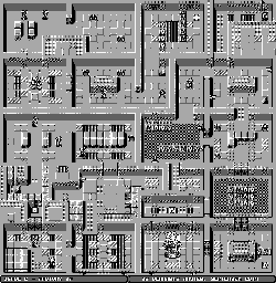Thumbnail for a map of Stage 2: Factory 1F (Enemies) for the Game Boy game Ikari no Yousai 2.