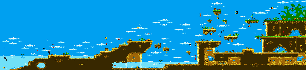 Thumbnail for a map of World 1: The Jungle Level 1: The Beach for the Game Boy game Inspector Gadget: Operation Madkactus.