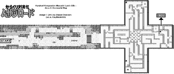 Thumbnail for a map of Area 6 Overworld for the Game Boy game Karakuri Kengouden: Musashi Lord.