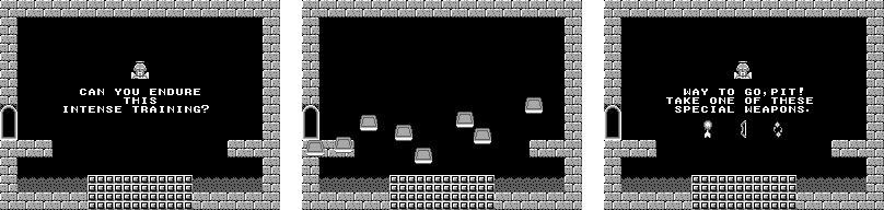 Thumbnail for a map of Sacred Training Center (Left Door) for the Game Boy game Kid Icarus: Of Myths And Monsters.