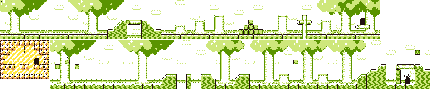 Thumbnail for a map of Level 2 2-1 for the Game Boy game Kirby's Dream Land 2.