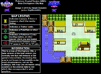 Thumbnail for a map of Johto Cherrygrove City (Beta) for the Game Boy game Pokemon: Crystal Version.