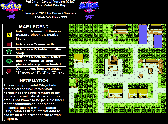 Thumbnail for a map of Johto Violet City (Beta) for the Game Boy game Pokemon: Crystal Version.