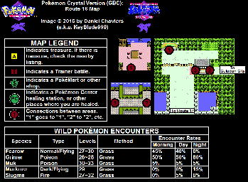 Thumbnail for a map of Kanto Route 16 for the Game Boy game Pokemon: Crystal Version.